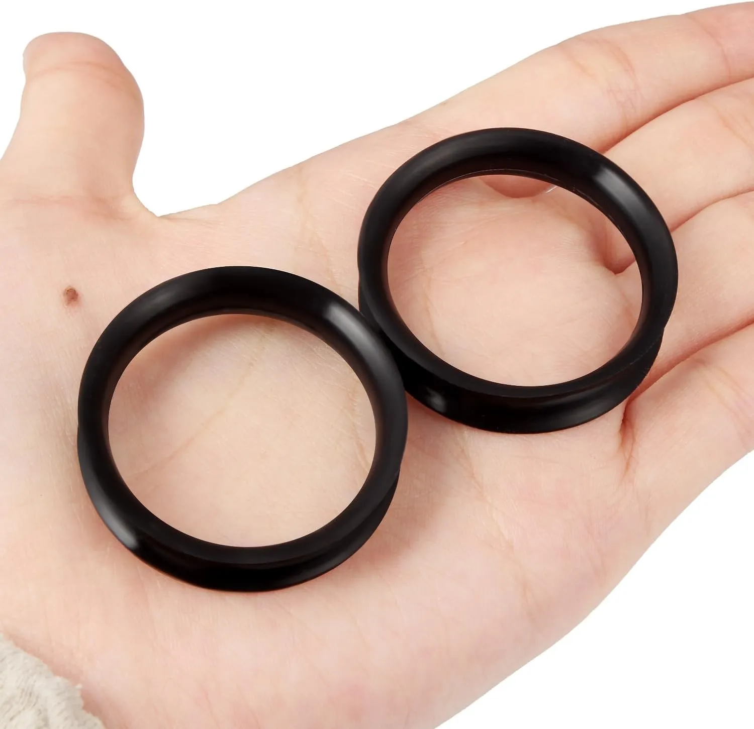 10G-50mm Black Silicone Gauges for Ear Tunnels Rubber Plugs Gauges Double Flared Flexible Tunnel Earrings for Women Men