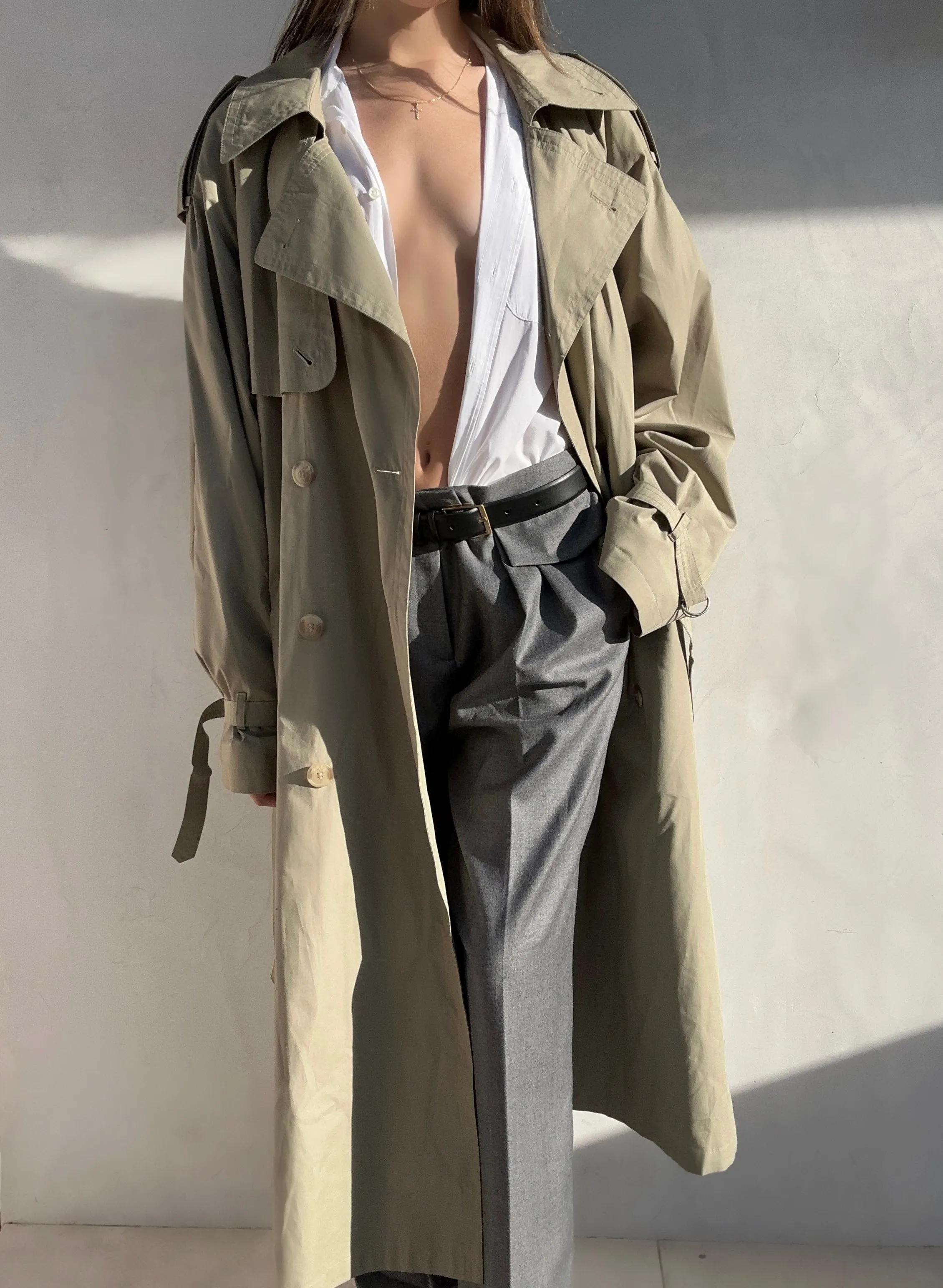 1980s Yves Saint Laurent Khaki Trench Coat