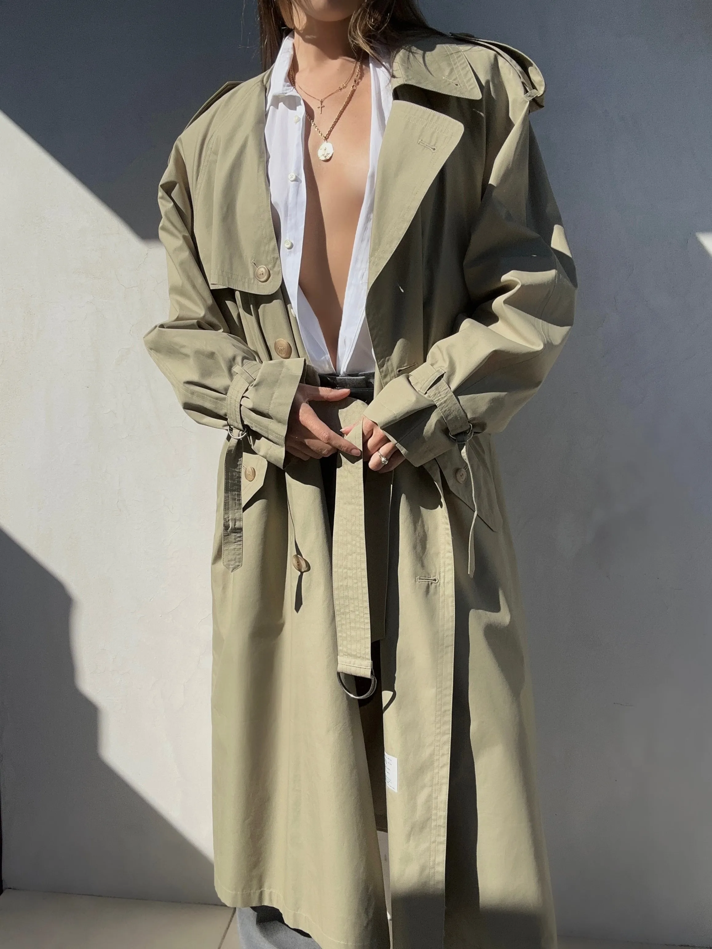 1980s Yves Saint Laurent Khaki Trench Coat