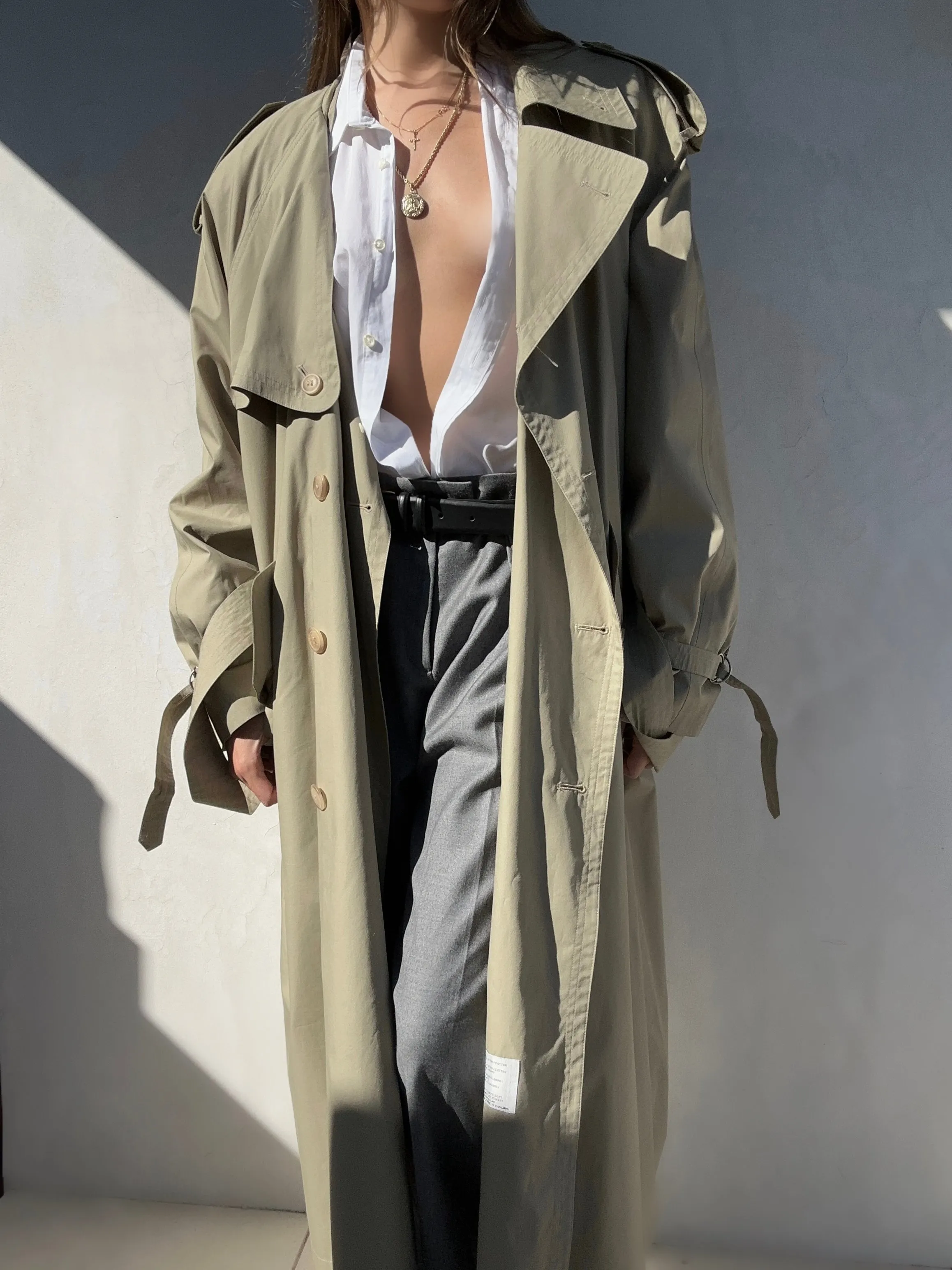 1980s Yves Saint Laurent Khaki Trench Coat