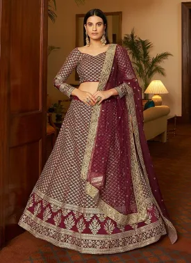 Adorable Look Maroon Color Dori And Sequins Base Wedding Wear Lehenga Choli