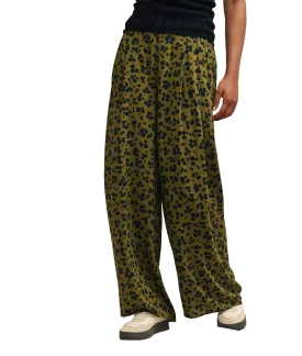 Animal Print Full Length Wide Leg Zeena Trousers - Green