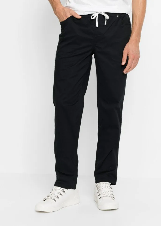 Bpc Bonprix Collection regular fit straight elastic trousers, black
