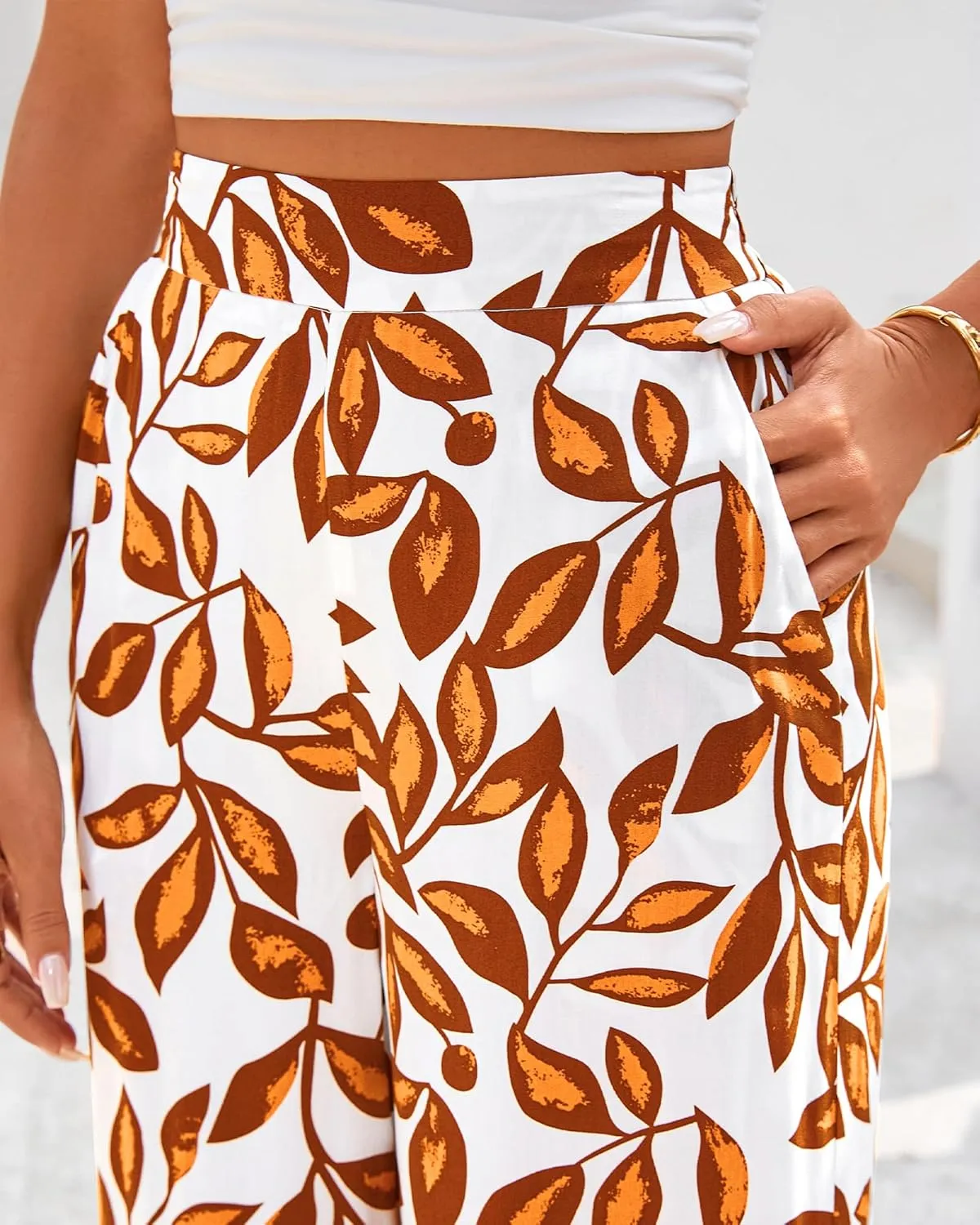 BTFBM Women's Wide Leg Summer Pants 2025 Loose Boho Vacation Trousers Elastic Waist Printed Palazzo Lounge Pant Pockets