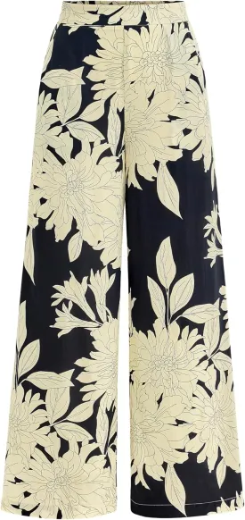 BTFBM Women's Wide Leg Summer Pants 2025 Loose Boho Vacation Trousers Elastic Waist Printed Palazzo Lounge Pant Pockets