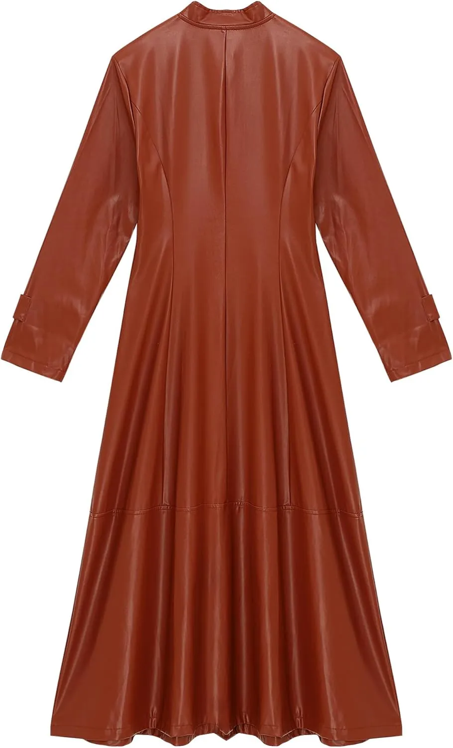 CHICTRY Women/Man's Shiny Metallic Leather Turtleneck Trench Coat Long Jacket