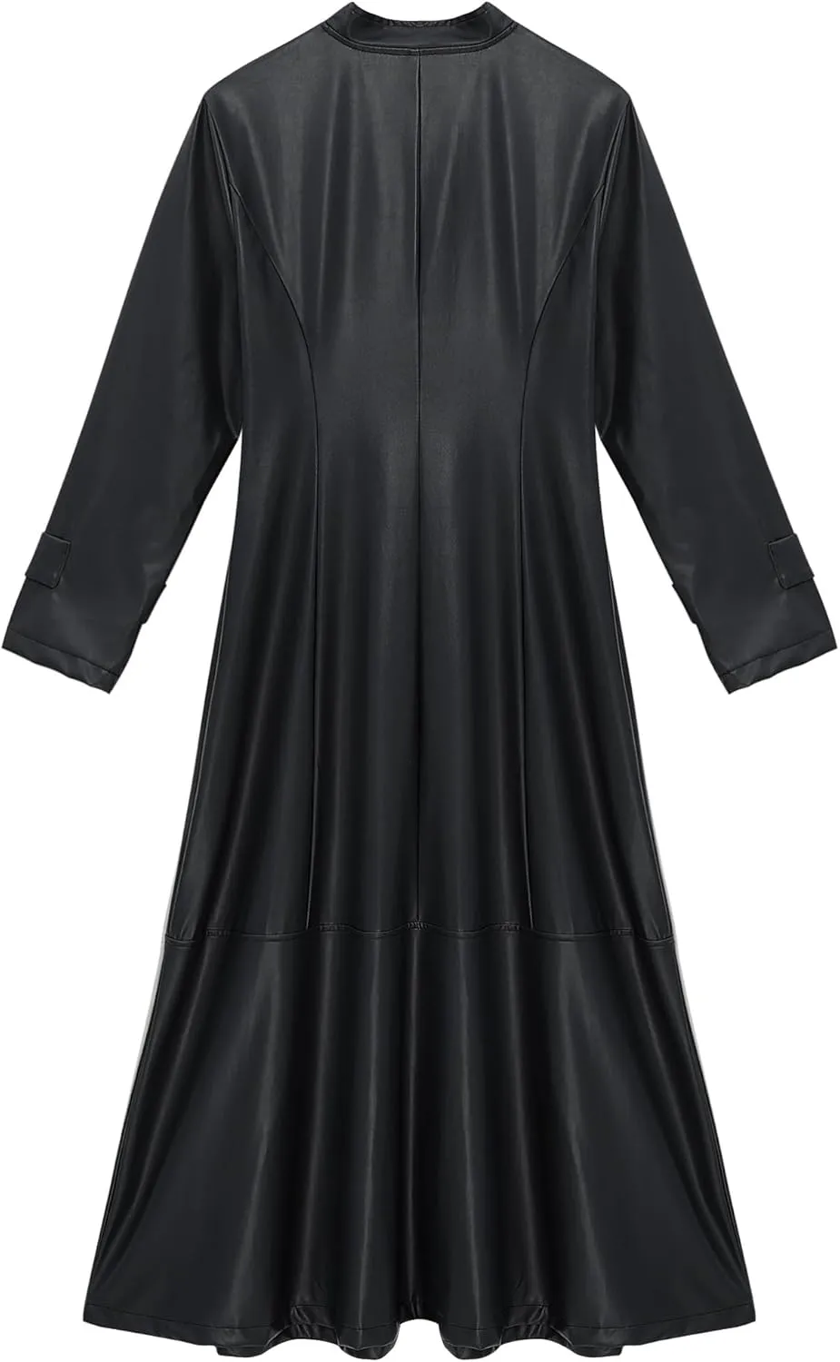 CHICTRY Women/Man's Shiny Metallic Leather Turtleneck Trench Coat Long Jacket
