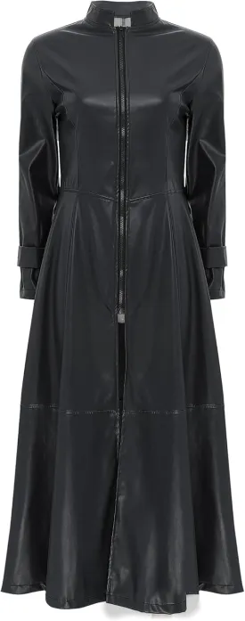 CHICTRY Women/Man's Shiny Metallic Leather Turtleneck Trench Coat Long Jacket