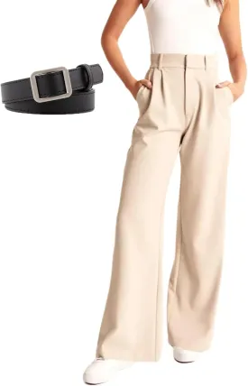 Daisy Grace Wide Leg Trousers, Daisy Grace Trousers Igh Elastic Black Wide-Leg Tailored Business Casual Pants