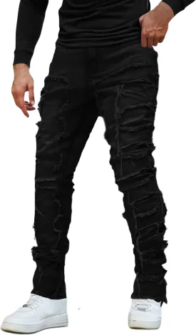 EVEDESIGN Y2K Stacked Jeans for Men - Slim Fit, Skinny and Ripped Streetwear Pants