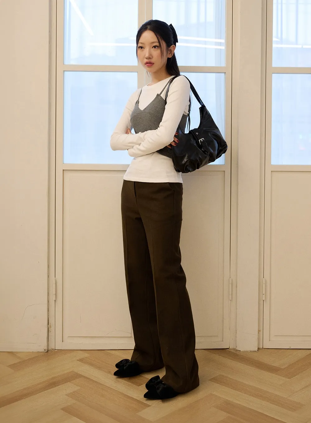 Faux Leather Belted Shoulder Bag OD327