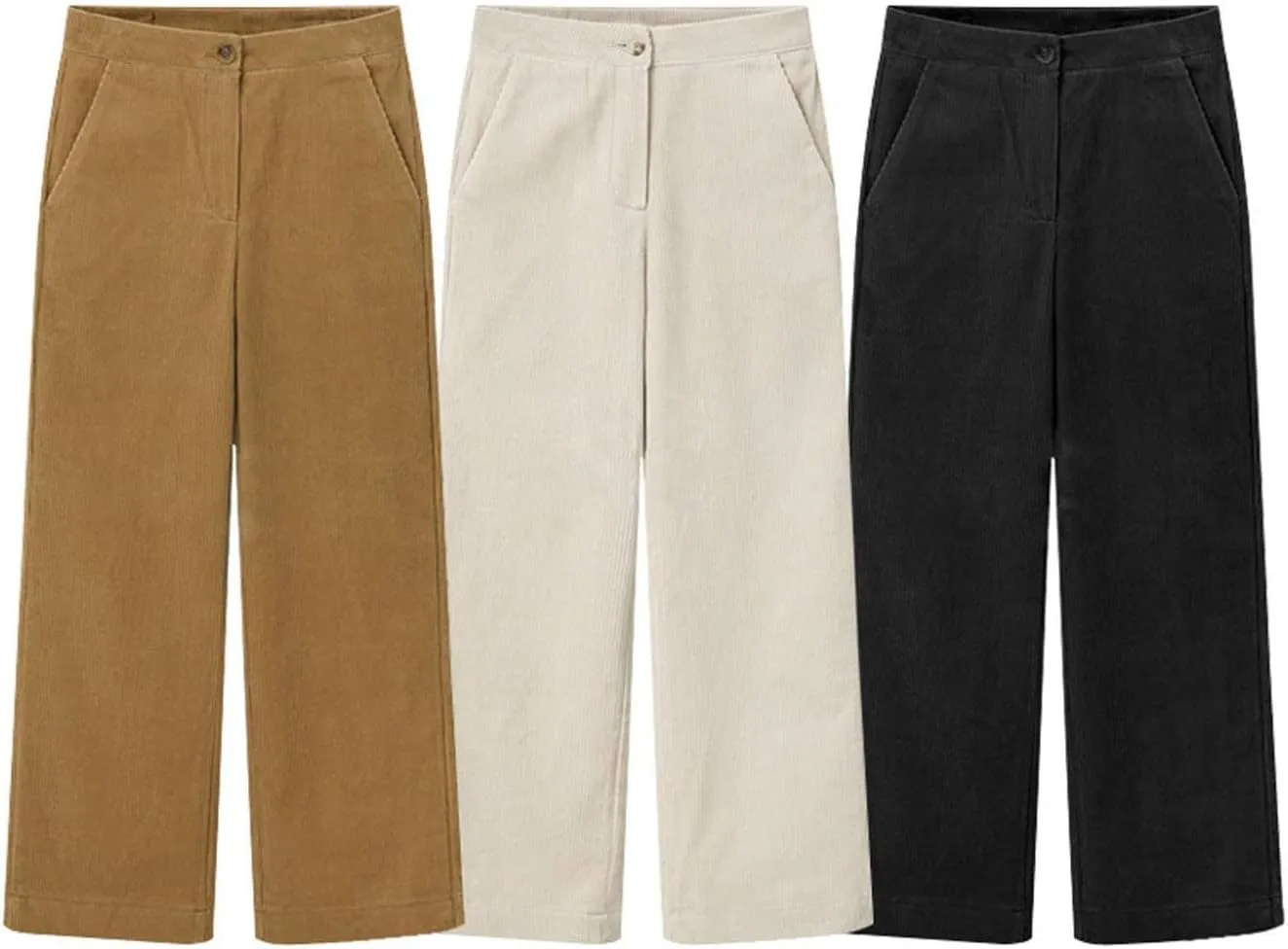 Flygo Womens Loose Corduroy Wide Leg Pant Casual Straight Leg Trousers