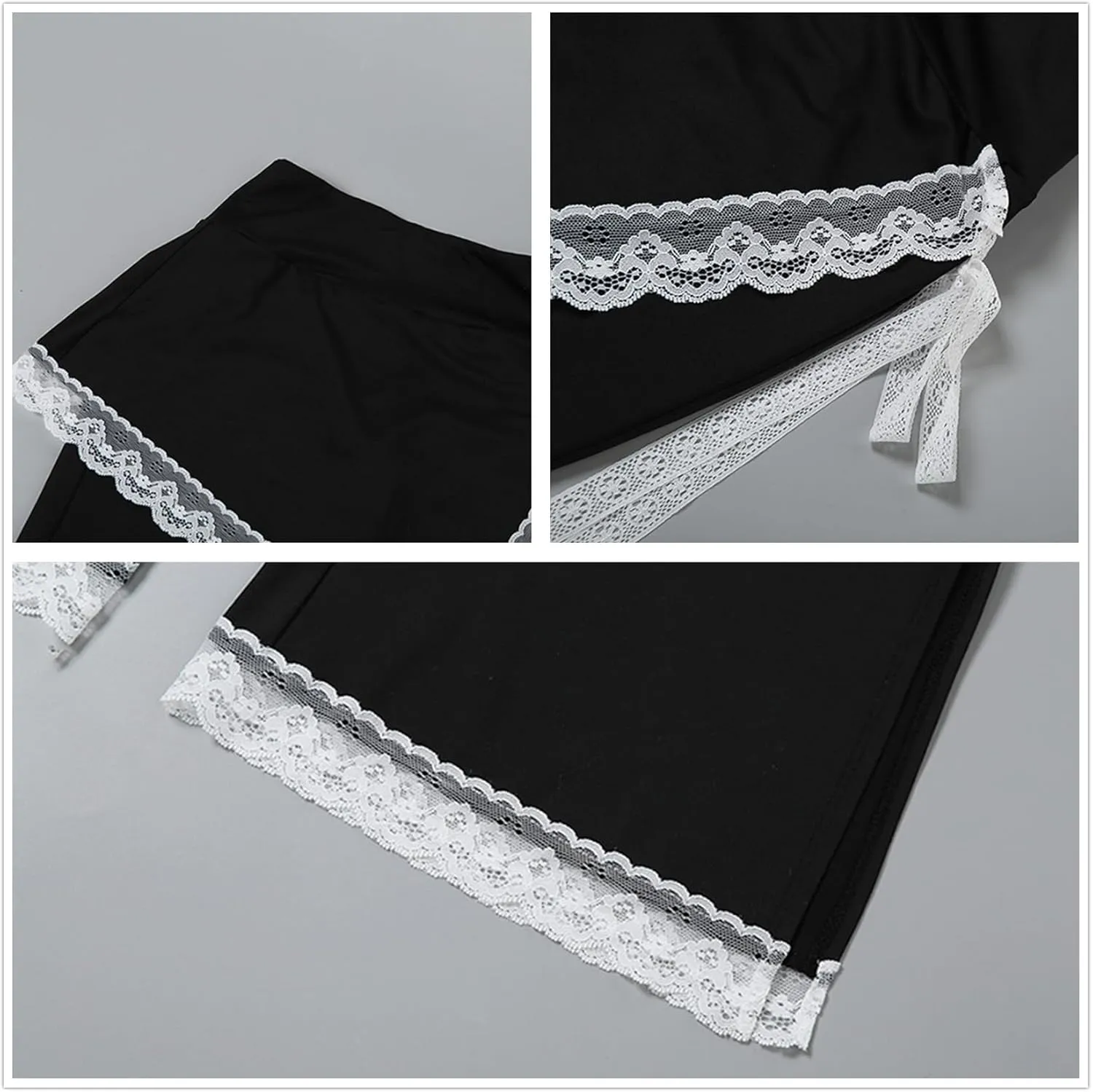 Gothic Bottom Pants for Women Punk Wide Leg Rave Goth Disco Festival