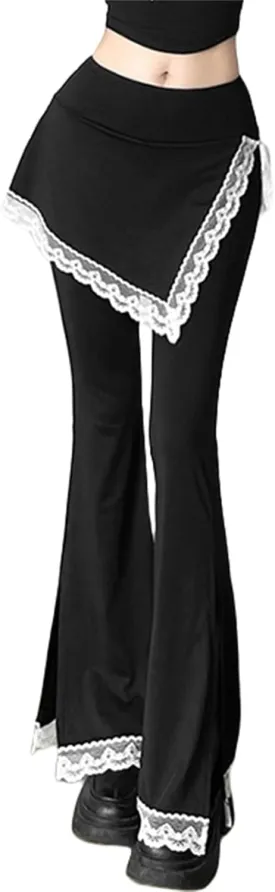 Gothic Bottom Pants for Women Punk Wide Leg Rave Goth Disco Festival