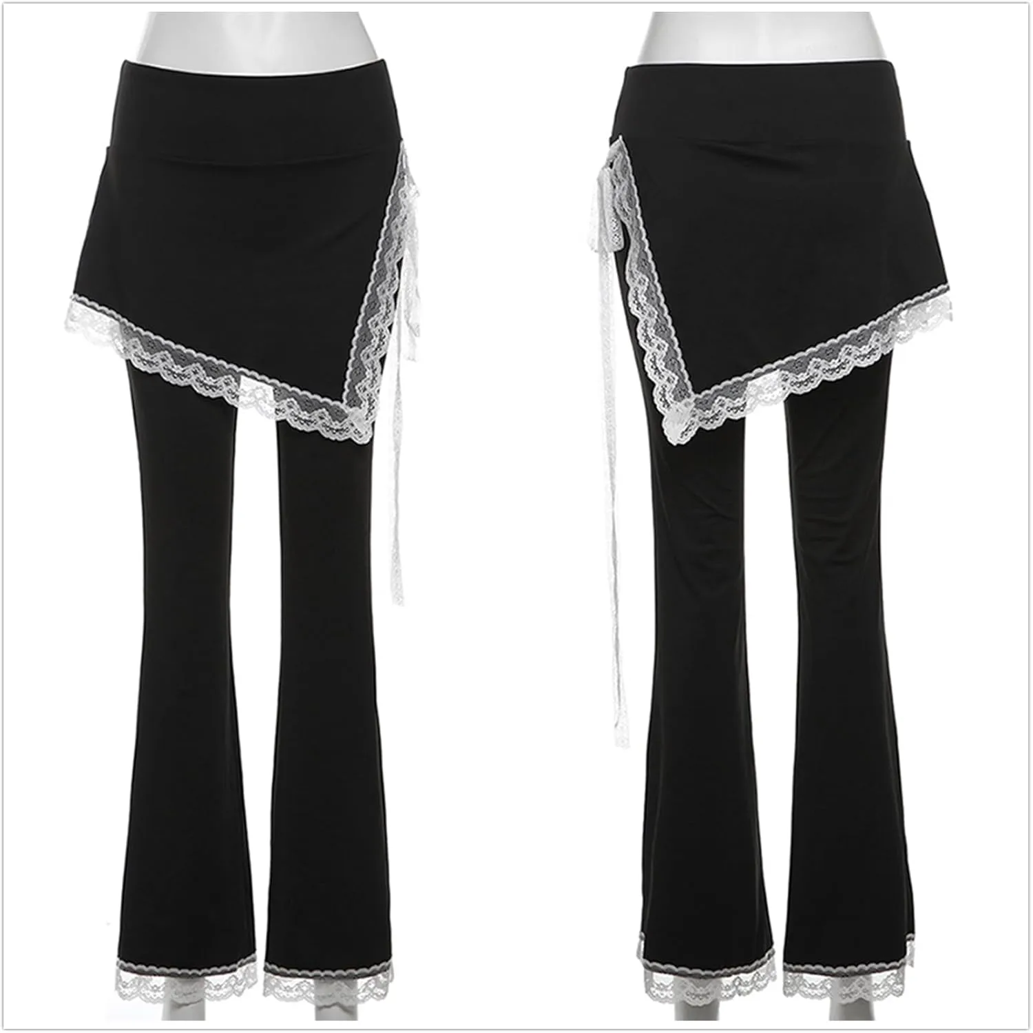 Gothic Bottom Pants for Women Punk Wide Leg Rave Goth Disco Festival