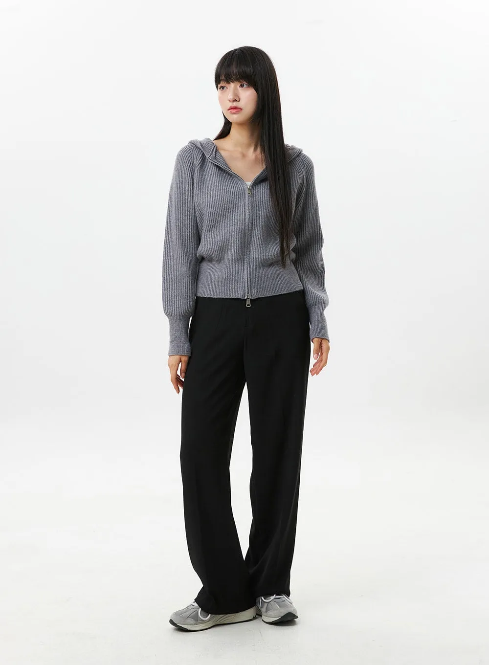 Hoodie Zip-Up Knit Sweater OS305
