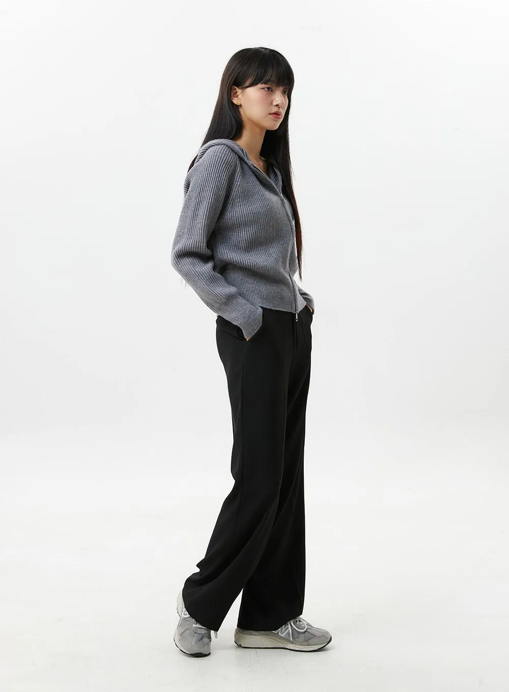 Hoodie Zip-Up Knit Sweater OS305