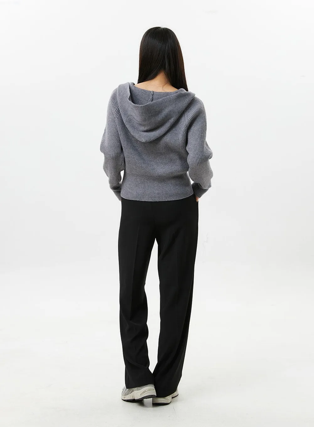 Hoodie Zip-Up Knit Sweater OS305