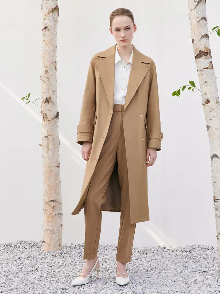 Khaki Lapel Trench Coat