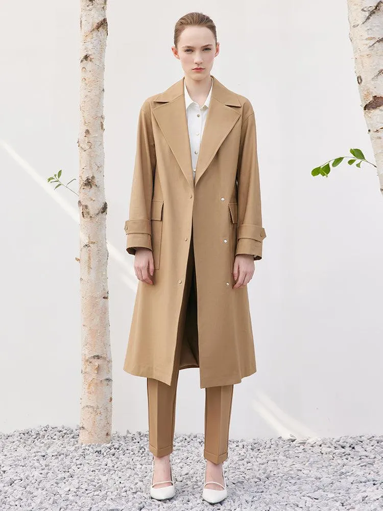 Khaki Lapel Trench Coat