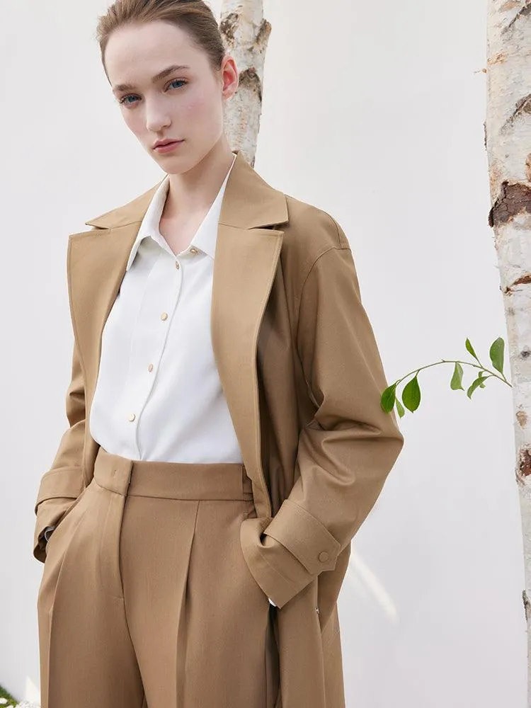 Khaki Lapel Trench Coat