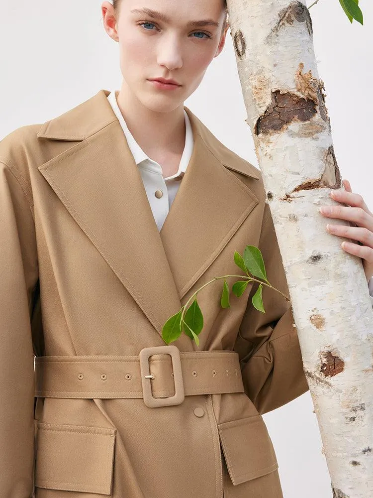 Khaki Lapel Trench Coat