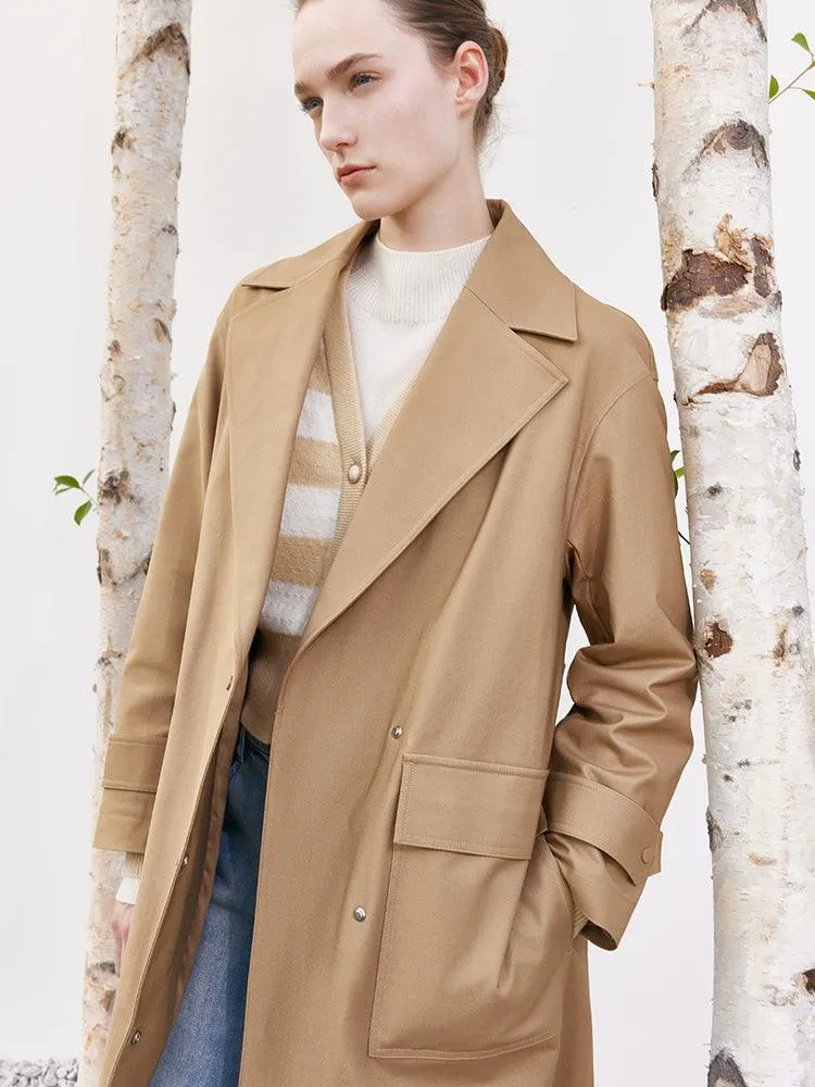 Khaki Lapel Trench Coat