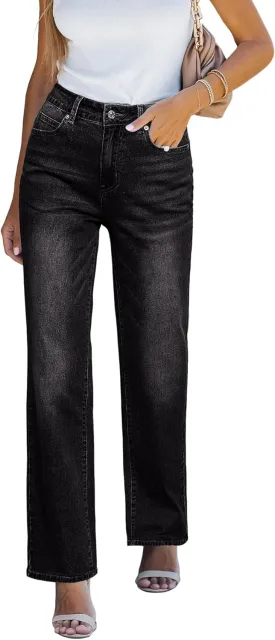 luvamia High Waisted Jeans for Women Trendy Baggy Straight Leg Stretchy Denim Jeans Work Trousers Pants 90s Loose Fit