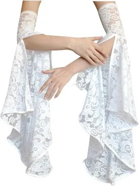 L'VOW 1 Pair Gothic Black Lace Sleeves Witch Gloves Victorian Lace Arm Sleeve Women Vampire Accessory