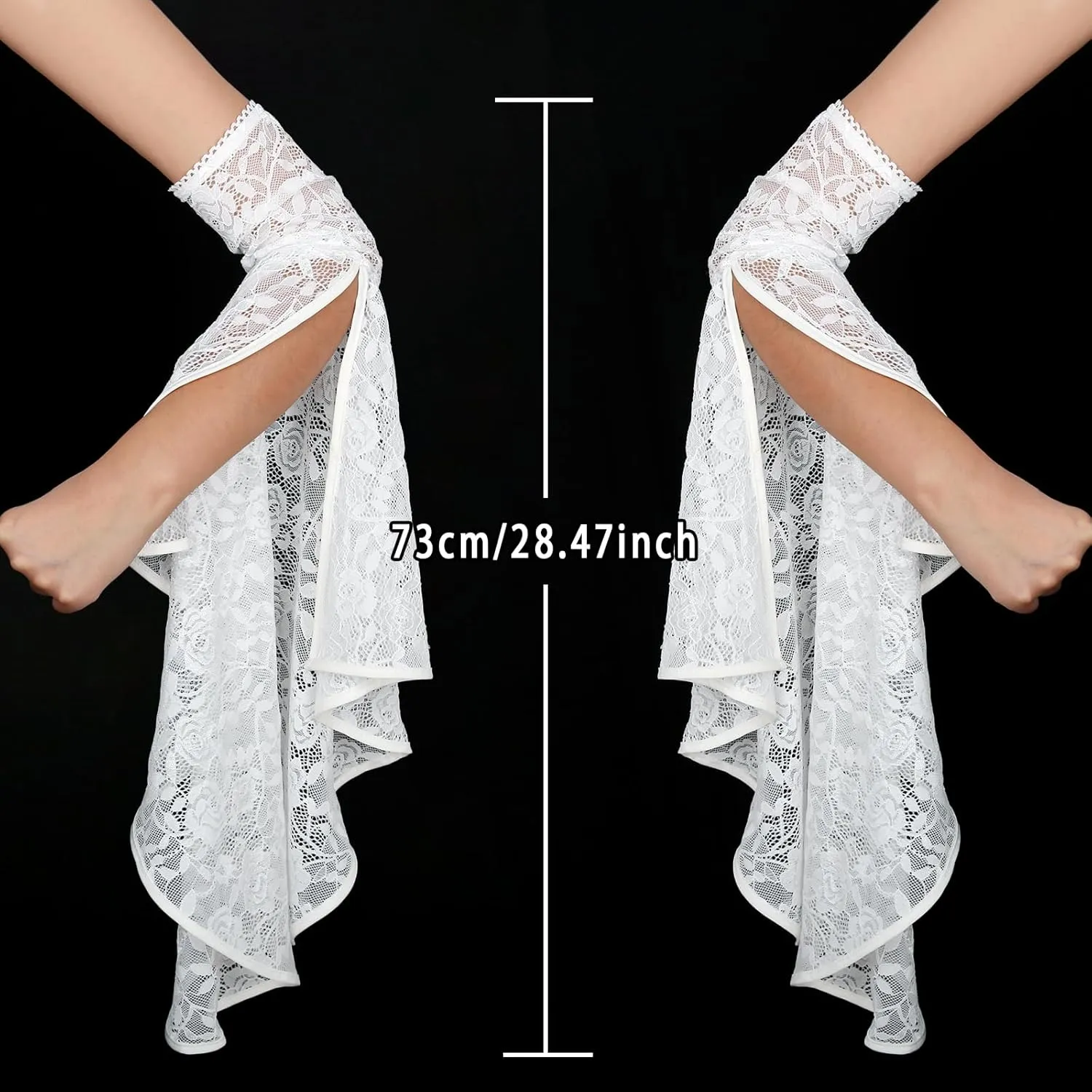 L'VOW 1 Pair Gothic Black Lace Sleeves Witch Gloves Victorian Lace Arm Sleeve Women Vampire Accessory