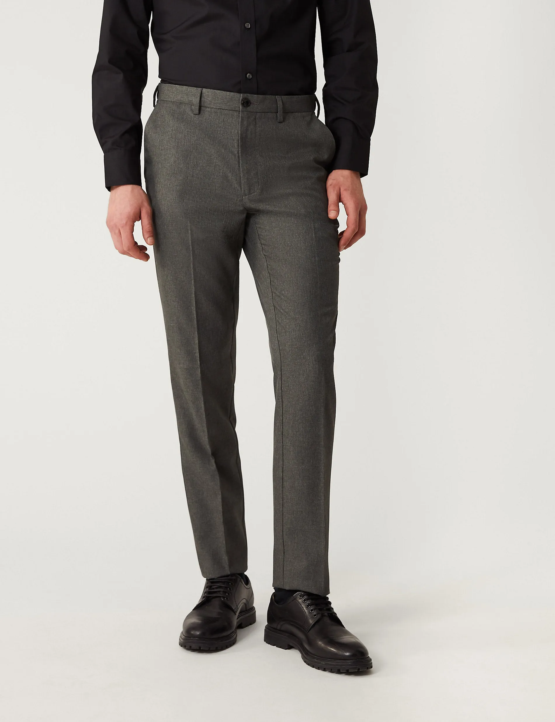 Marks & Spencer Active Waist Slim Trousers, Gray