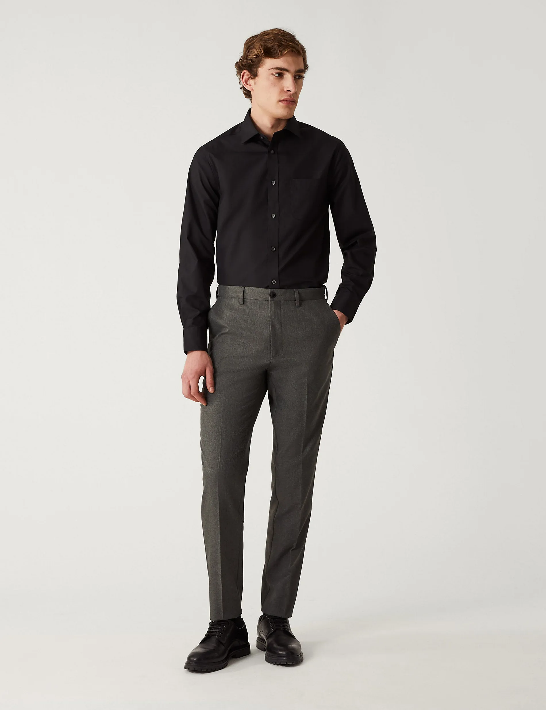 Marks & Spencer Active Waist Slim Trousers, Gray
