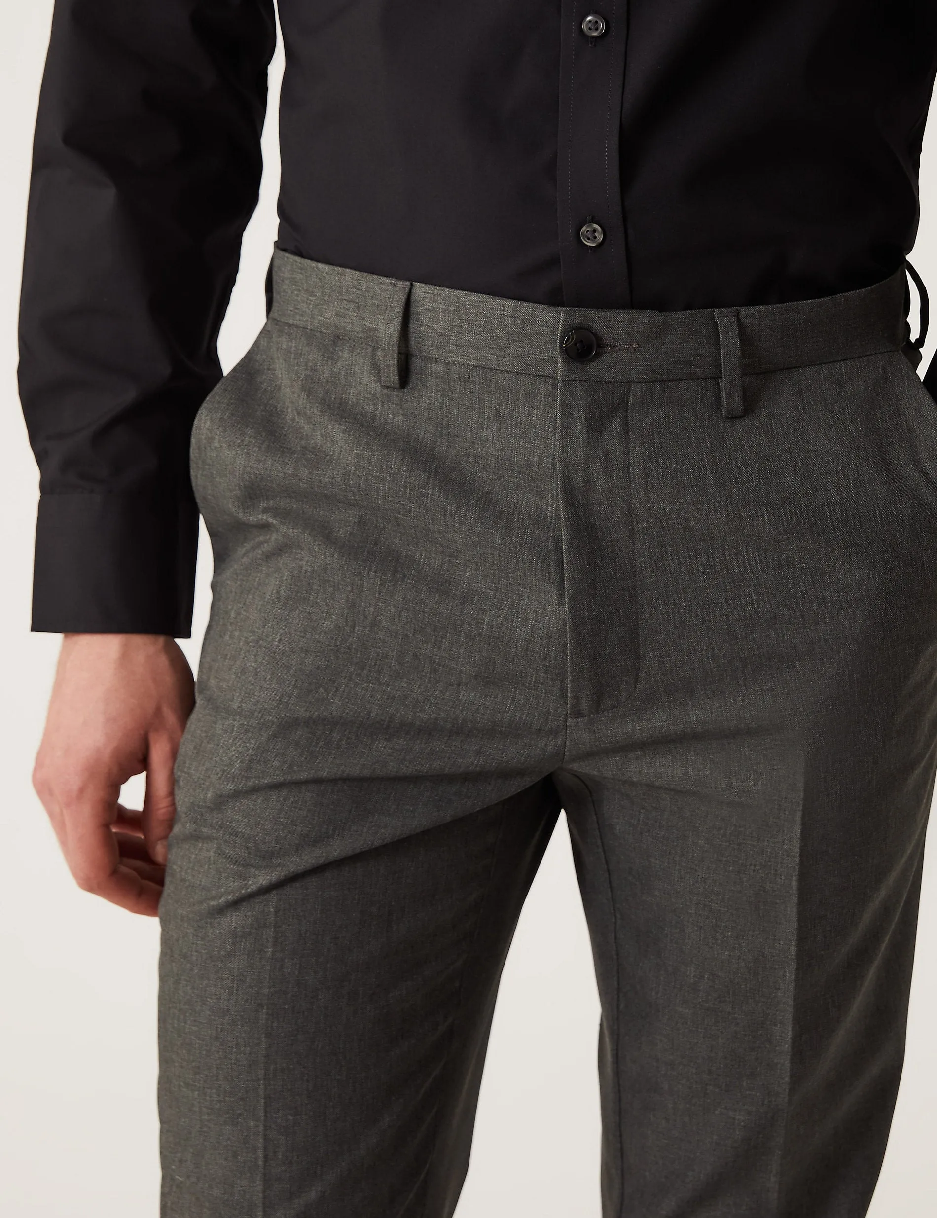 Marks & Spencer Active Waist Slim Trousers, Gray