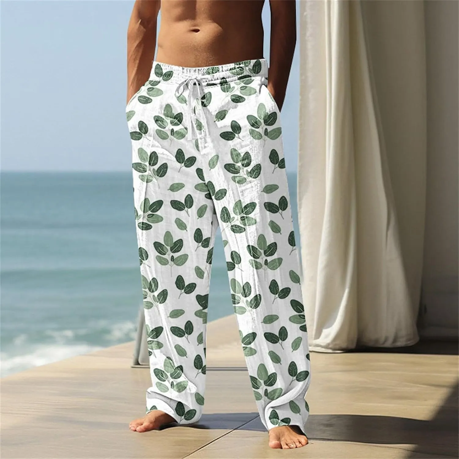 Men's Big and Tall Hawaii Sweatpants Tropical Beach Lounge Pants Breathable Relaxed Fit Vacation Drawstring Waist