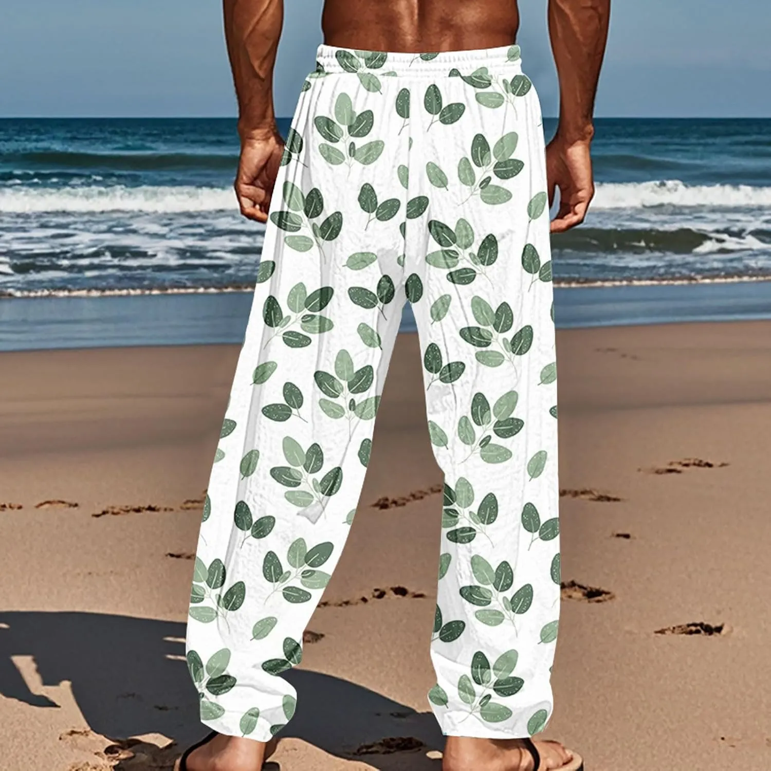 Men's Big and Tall Hawaii Sweatpants Tropical Beach Lounge Pants Breathable Relaxed Fit Vacation Drawstring Waist