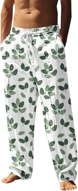 Men's Big and Tall Hawaii Sweatpants Tropical Beach Lounge Pants Breathable Relaxed Fit Vacation Drawstring Waist