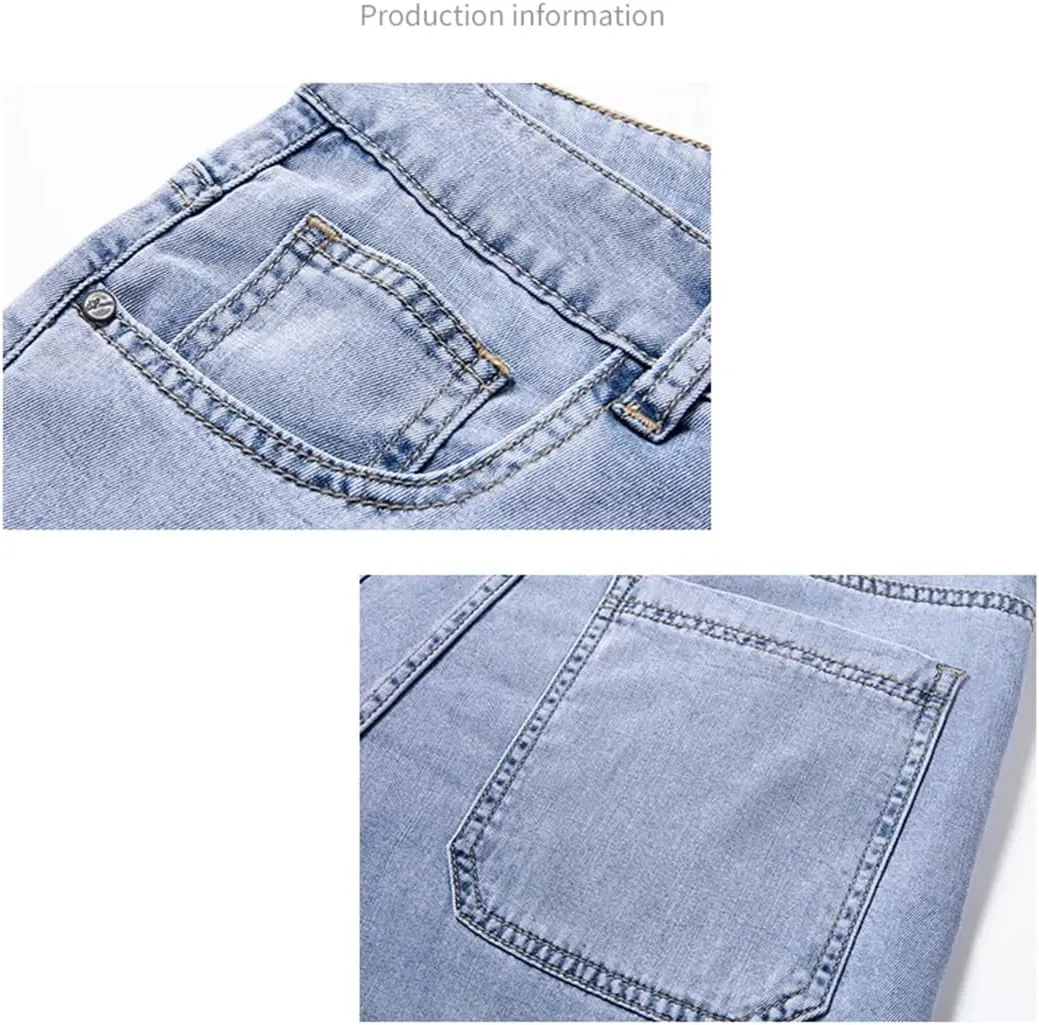 Men's Black Jeans Loose Straight Soft Denim Pants Elastic Wide-Leg Trousers