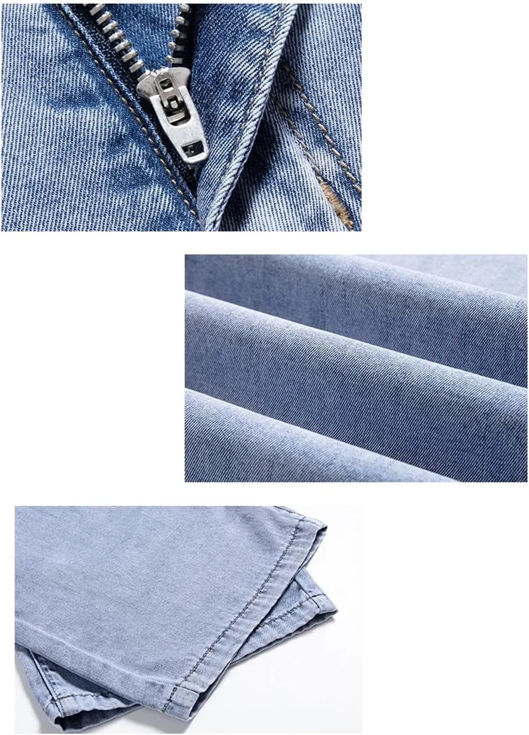Men's Black Jeans Loose Straight Soft Denim Pants Elastic Wide-Leg Trousers