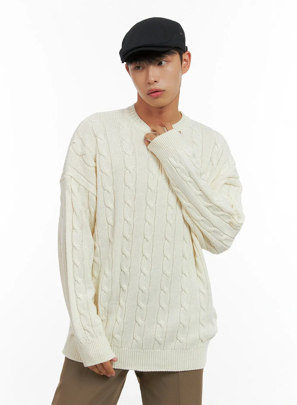 Men's Classic Oversized Cable Knit IS420
