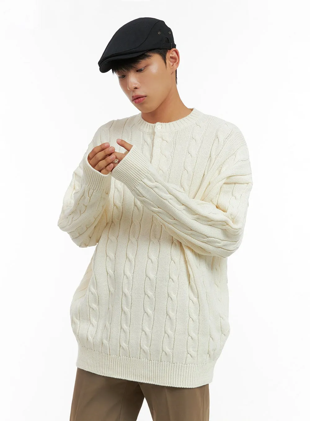 Men's Classic Oversized Cable Knit IS420