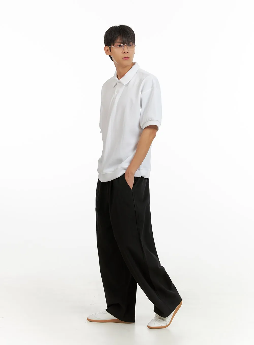Men's Cotton Polo Top (White) IU418