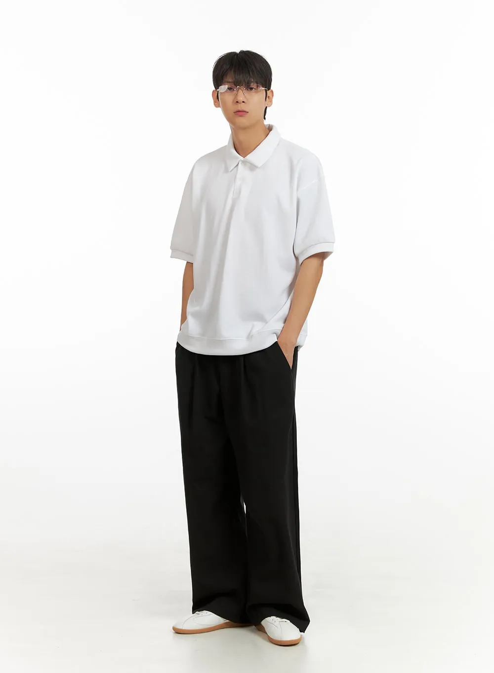 Men's Cotton Polo Top (White) IU418