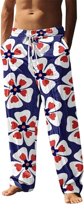 Men's Hawaiian Pineapple Leaf Graphic Sweatpants Beach Vacation Lounge Pants Tropical Relaxed Fit Soft Breathable Drawstring