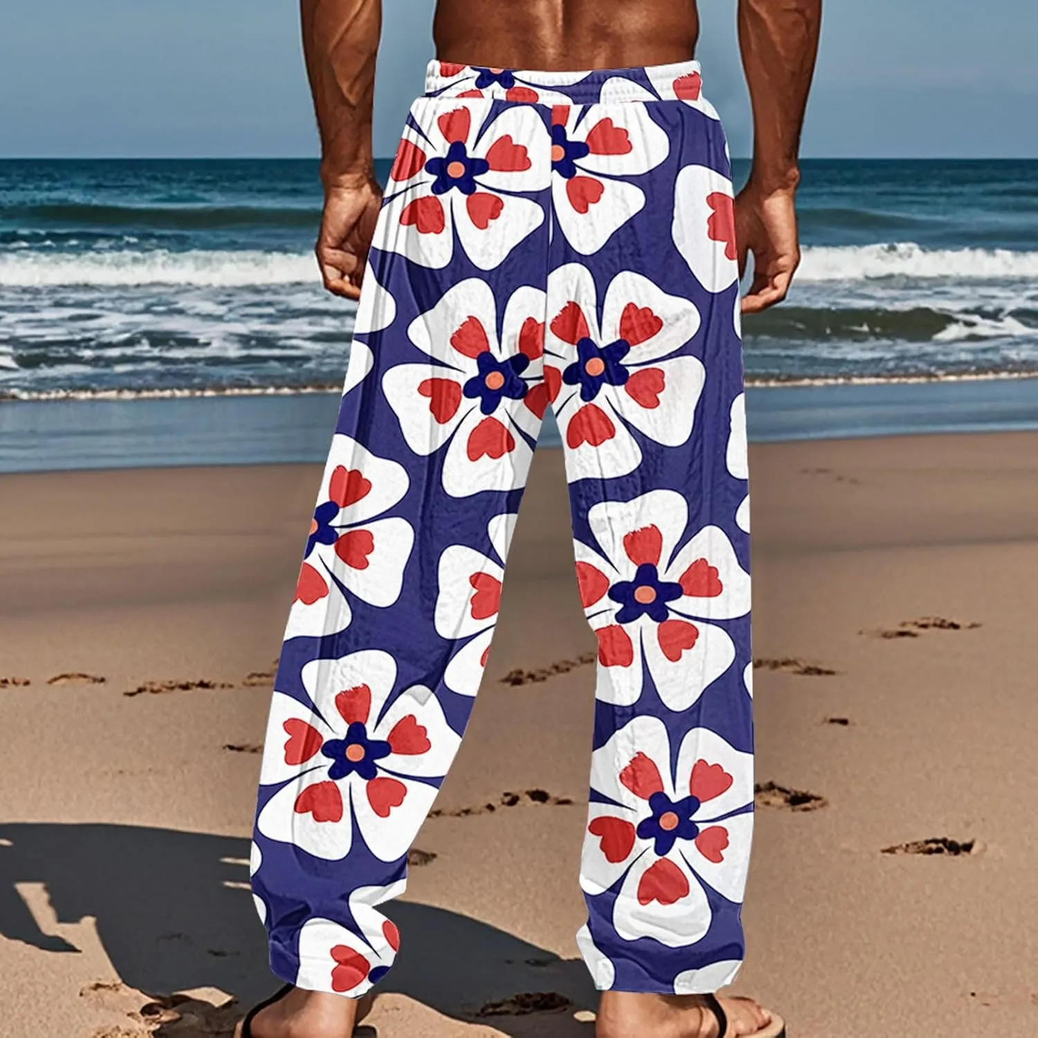 Men's Hawaiian Pineapple Leaf Graphic Sweatpants Beach Vacation Lounge Pants Tropical Relaxed Fit Soft Breathable Drawstring