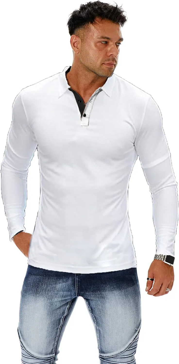 Men's Short & Long Sleeve Solid Polo Shirt Slim Fit Casual Basic Design