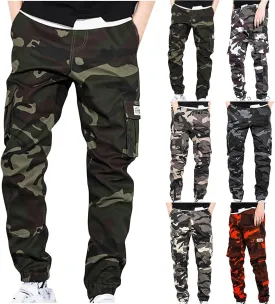 Muscularfit Men Cargo Pants Loose Fit Multi Pockets Camouflage Sweatpants Casual Stretch Tactical Hiking Pant Outdoor Fashion
