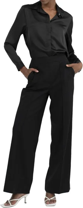 Off-White & Black Wide Leg Tuytsi Pants, Business Casual Trousers for Women