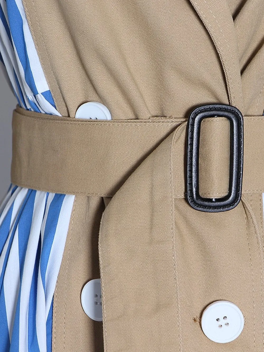 Patchwork Striped Trench Coat