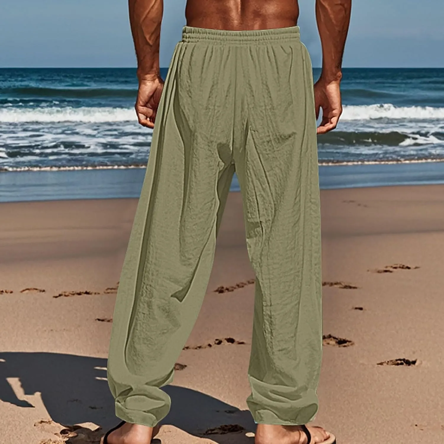 Relaxed Fit Hawaiian Pineapple Pants for Men Lightweight Beach Sweatpants Tropical Graphic Drawstring Lounge Vacation