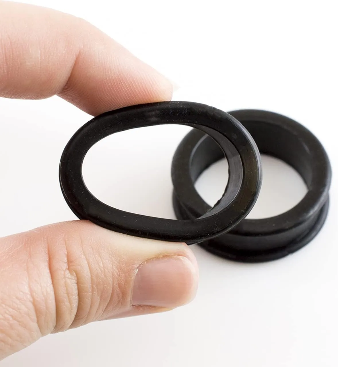 Satix Pair of Flexible Black Silicone Double Flared Ear Gauge Stretcher Ear Ring Lobe Earring Gauges Tunnel Plugs Piercing Jewelry